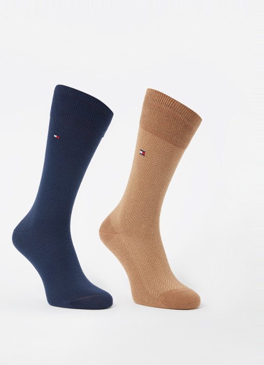 Tommy Hilfiger Sokken met logo in 2-pack - voorkant camel