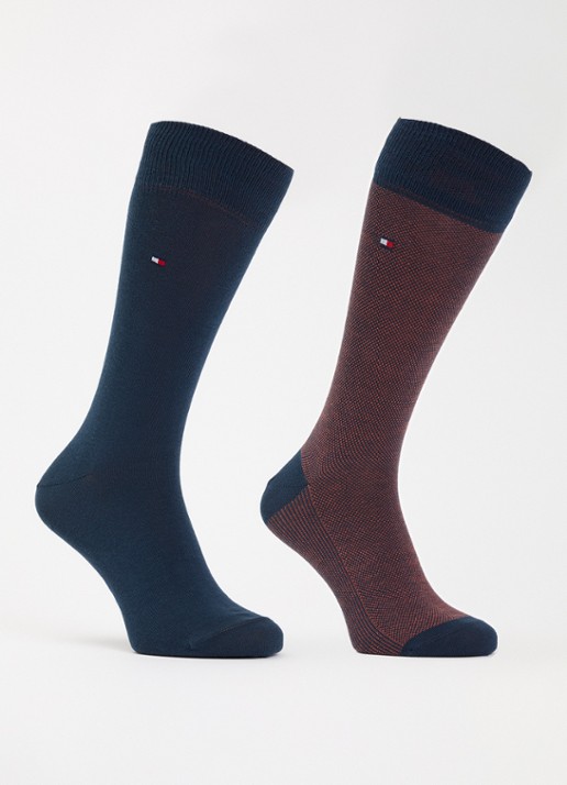 Tommy Hilfiger Sokken met logo in 2-pack - voorkant oranjebruin