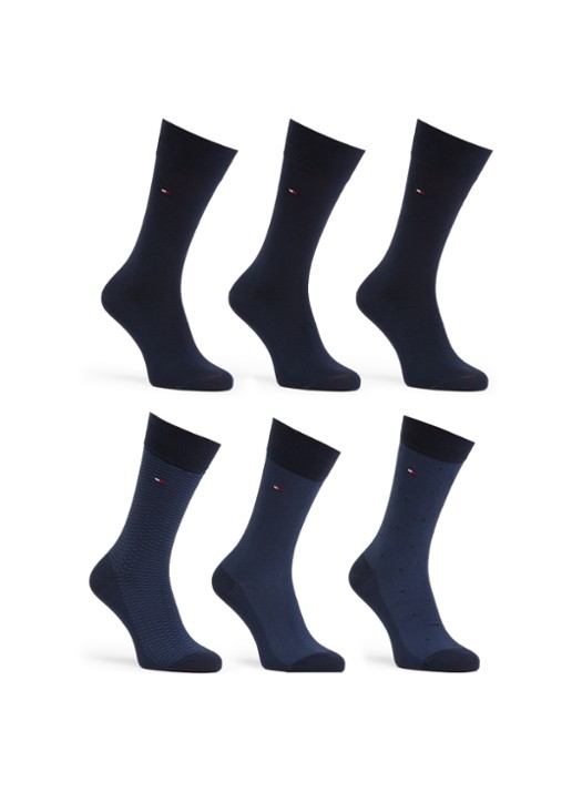 Tommy Hilfiger Sokken met logo in 6-pack giftbox - voorkant donkerblauw