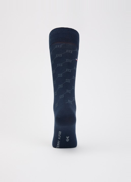 Tommy Hilfiger Sokken met print en logo in 2-pack - voorkant 2 donkerblauw