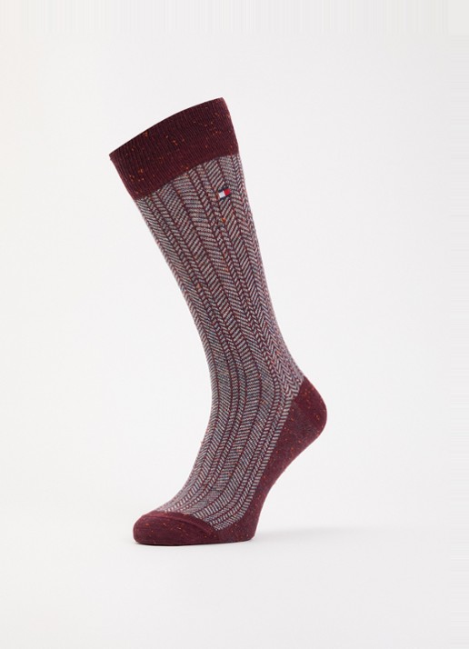 Tommy Hilfiger Sokken met print in 2-pack - detail bordeauxrood