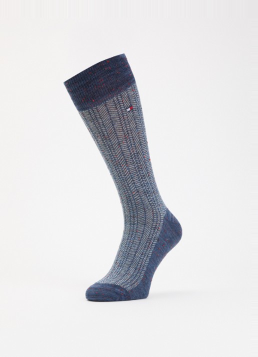 Tommy Hilfiger Sokken met print in 2-pack - voorkant 2 staalblauw