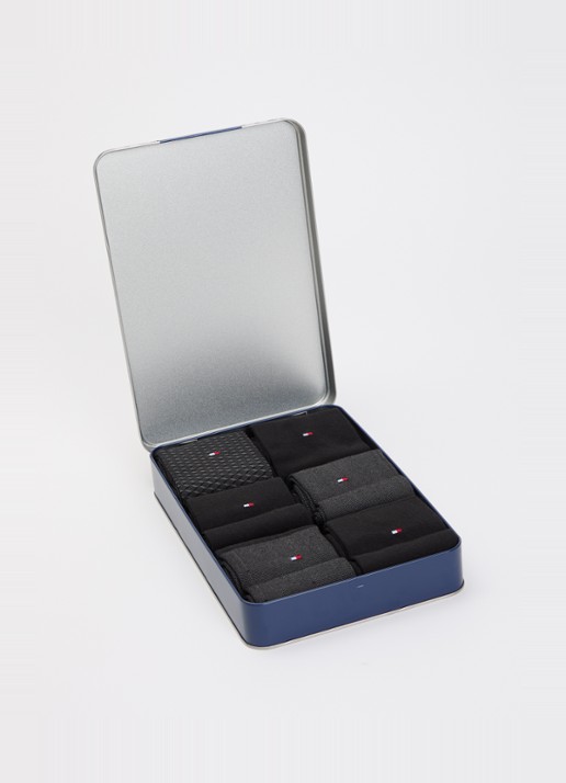 Tommy Hilfiger Sokken met print in 4-pack giftbox - detail 4 antraciet