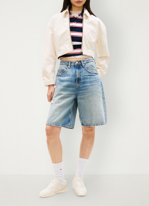 Tommy Hilfiger Spijkerjas van katoen - voorkant 2 wit