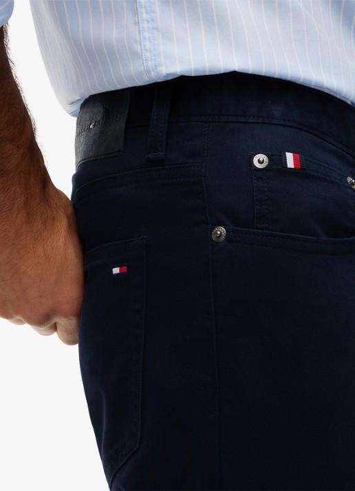 Tommy Hilfiger Straight fit chino met paspelzakken - detail 4 donkerblauw