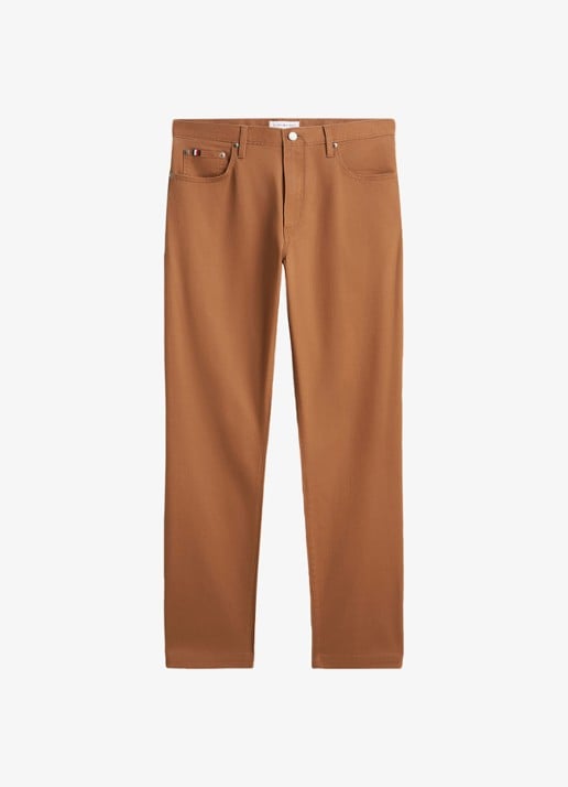 Tommy Hilfiger Straight fit chino met paspelzakken - voorkant oranje