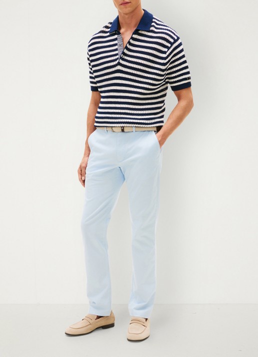 Tommy Hilfiger Straight fit chino met steekzakken - voorkant 3 lichtblauw