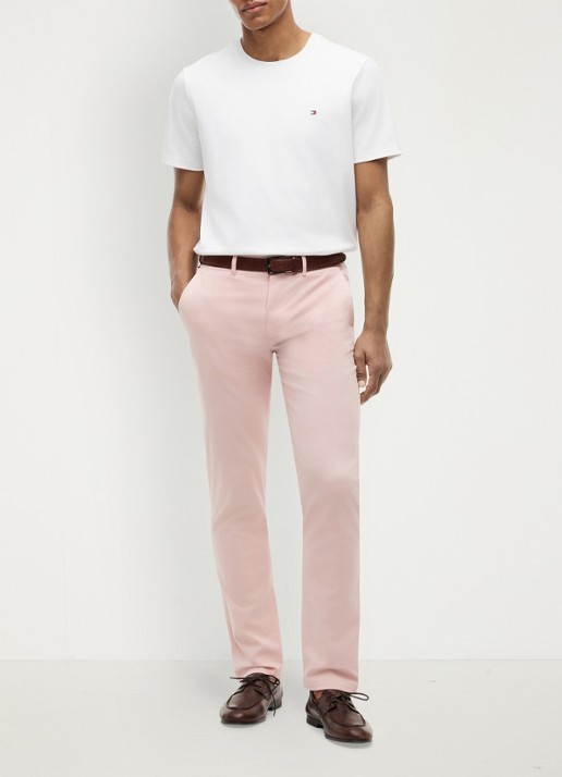 Tommy Hilfiger Straight fit chino met steekzakken - voorkant 3 roze