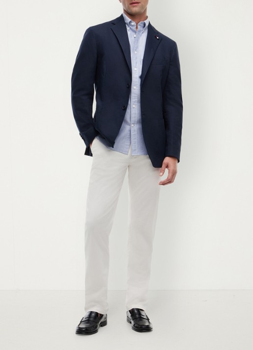 Tommy Hilfiger Straight fit chino met steekzakken - voorkant 5 gebroken wit