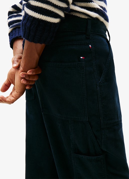 Tommy Hilfiger Straight fit chino van corduroy - detail 3 donkerblauw