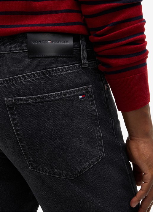 Tommy Hilfiger Straight fit jeans met donkere wassing - detail 3 zwart