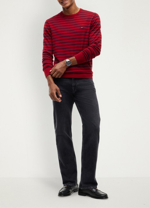 Tommy Hilfiger Straight fit jeans met donkere wassing - voorkant 6 zwart