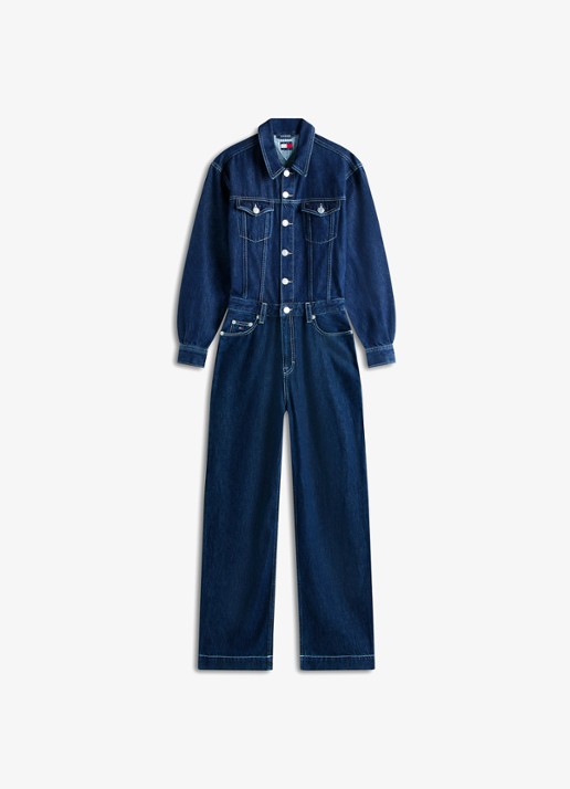 Tommy Hilfiger Straight fit jumpsuit in katoenblend - voorkant jeans
