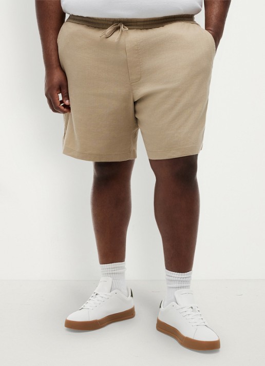 Tommy Hilfiger Straight fit korte broek in linnenblend - detail 4 beige