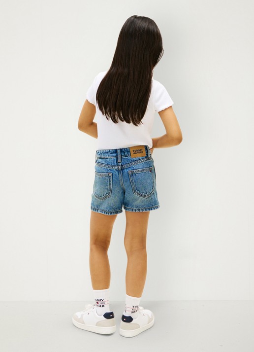 Tommy Hilfiger Straight fit korte broek van denim - achterkant 2 indigo