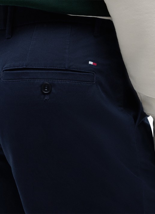 Tommy Hilfiger Straight fit korte chino in katoenblend - detail 5 donkerblauw
