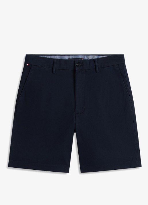 Tommy Hilfiger Straight fit korte chino in katoenblend - voorkant 2 donkerblauw