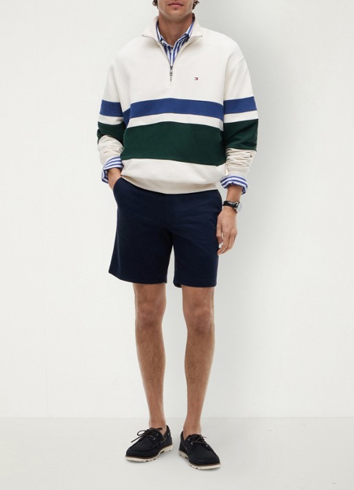 Tommy Hilfiger Straight fit korte chino in katoenblend - voorkant 3 donkerblauw