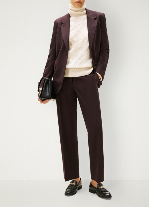 Tommy Hilfiger Straight fit pantalon met paspelzakken - voorkant 2 aubergine