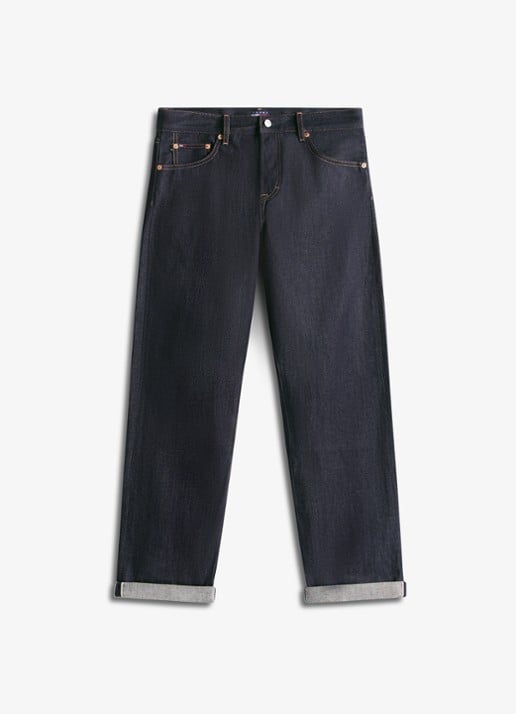 Tommy Hilfiger Straight leg jeans met steekzakken - voorkant 3 donkerblauw