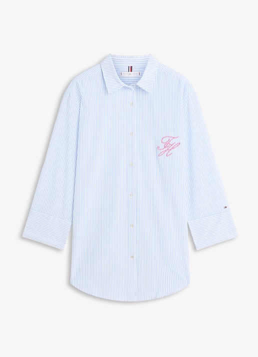 Tommy Hilfiger Strandtuniek met streepprint - voorkant lichtblauw