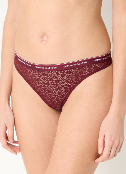 Tommy Hilfiger String van kant in 3-pack - detail wit