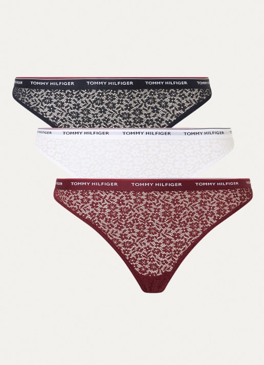 Tommy Hilfiger String van kant in 3-pack - voorkant 3 wit