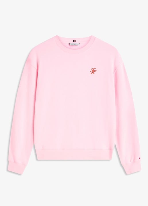 Tommy Hilfiger Sweater in katoenblend - voorkant 2 roze