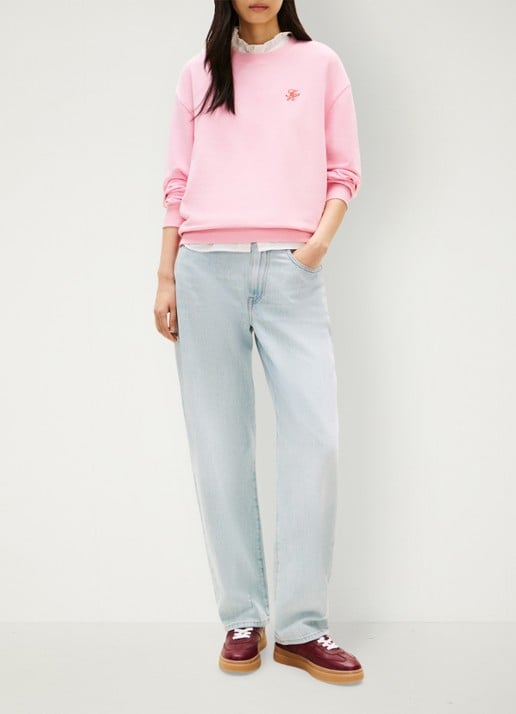 Tommy Hilfiger Sweater in katoenblend - voorkant 3 roze