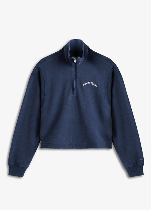 Tommy Hilfiger Sweater in katoenblend - voorkant donkerblauw