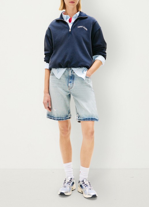 Tommy Hilfiger Sweater in katoenblend - voorkant 2 donkerblauw