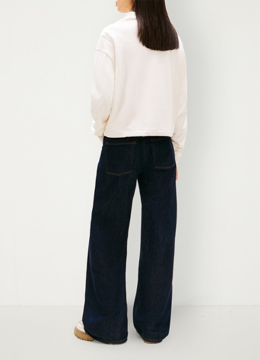 Tommy Hilfiger Sweater in katoenblend - achterkant 3 gebroken wit