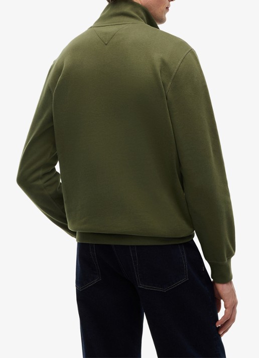 Tommy Hilfiger Sweater met halve rits en logoborduring - achterkant 5 huntsman green-mt1