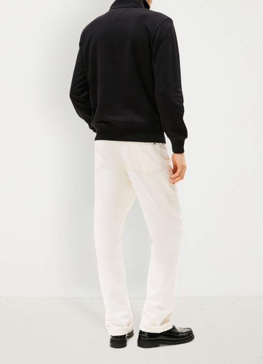 Tommy Hilfiger Sweater met halve rits en logoborduring - achterkant 5 zwart