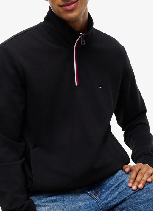 Tommy Hilfiger Sweater met halve rits - detail 2 zwart