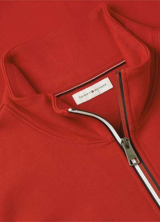 Tommy Hilfiger Sweater met halve rits - detail 3 rood