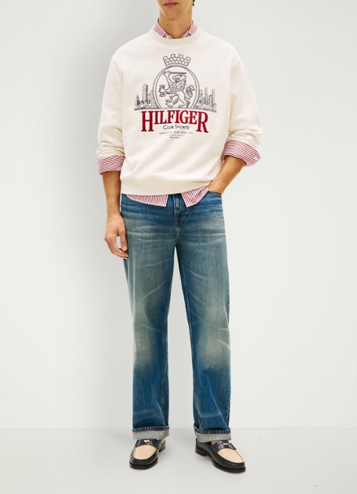 Tommy Hilfiger Sweater met logo - voorkant 2 gebroken wit
