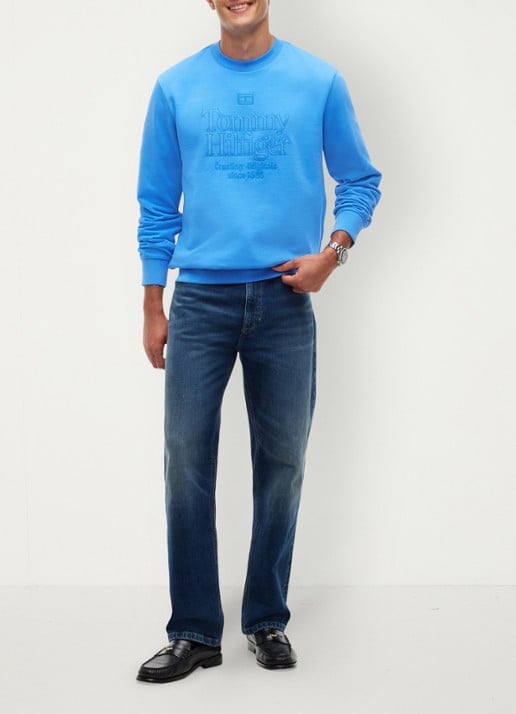 Tommy Hilfiger Sweater met logo - voorkant 5 middenblauw