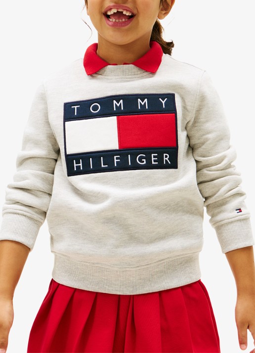 Tommy Hilfiger Sweater met logo - voorkant 2 lichtgrijs