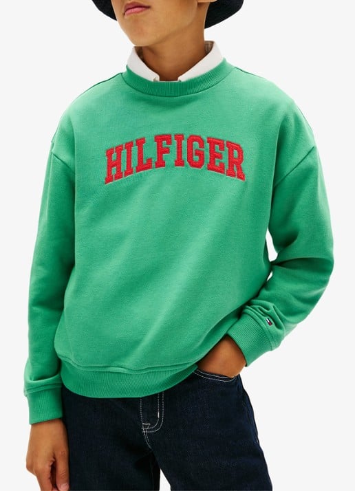 Tommy Hilfiger Sweater met logo - detail 4 groen