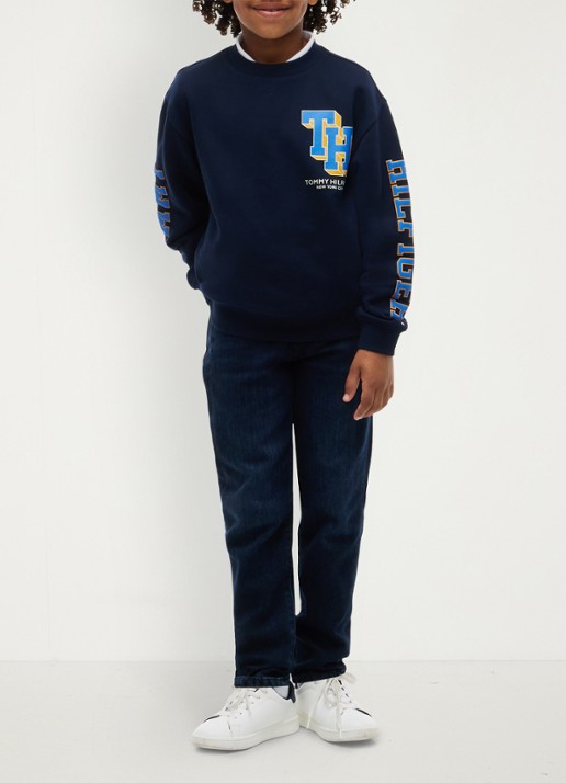 Tommy Hilfiger Sweater met logo - voorkant 5 donkerblauw