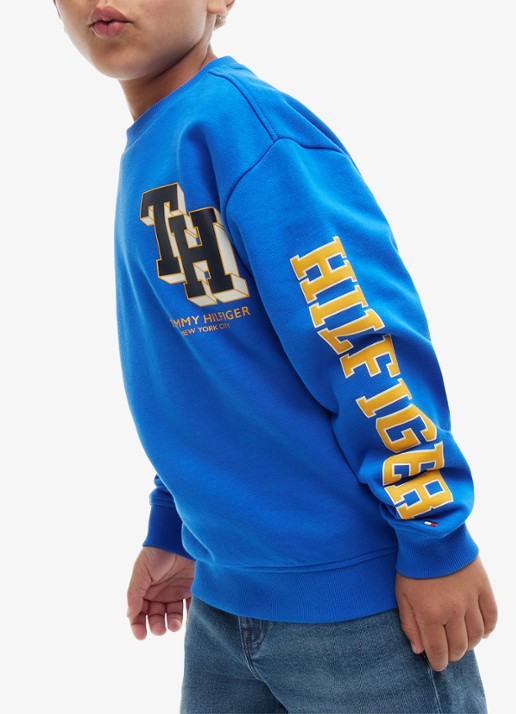 Tommy Hilfiger Sweater met logo - detail 2 blauw