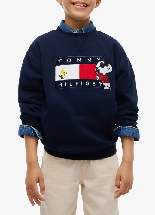 Tommy Hilfiger Sweater met logo - detail 3 donkerblauw
