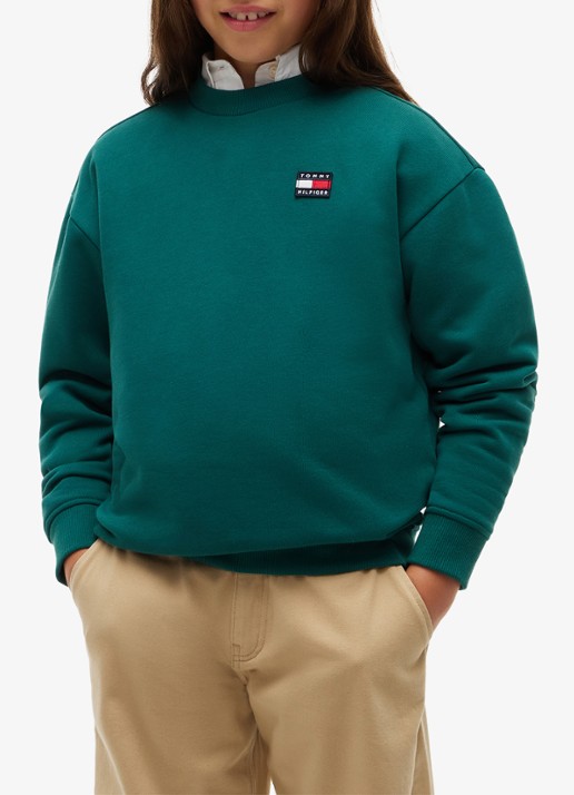 Tommy Hilfiger Sweater met logo  - detail groen