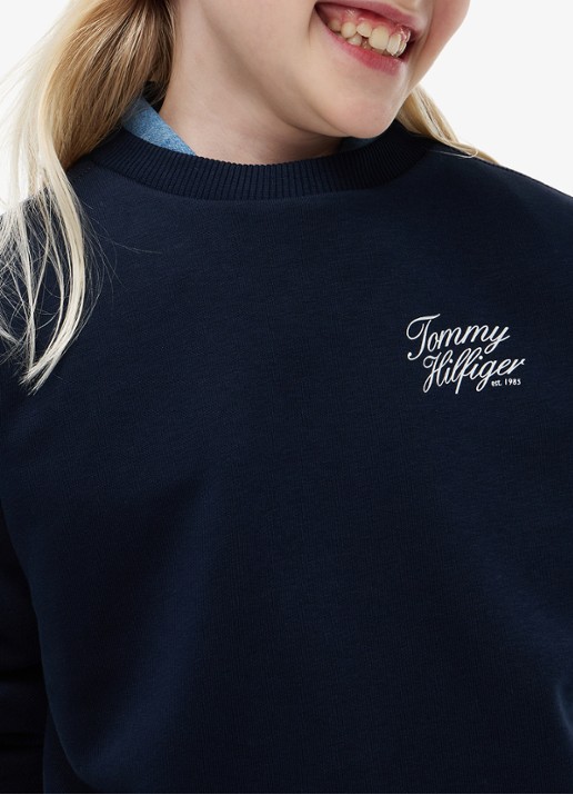 Tommy Hilfiger Sweater met logo - detail 4 donkerblauw