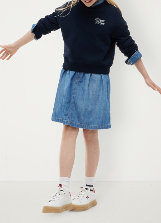 Tommy Hilfiger Sweater met logo - voorkant 8 donkerblauw