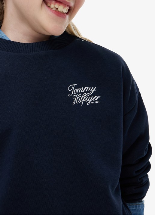Tommy Hilfiger Sweater met logo - detail 4 donkerblauw