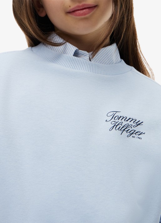 Tommy Hilfiger Sweater met logo - detail 3 lichtblauw