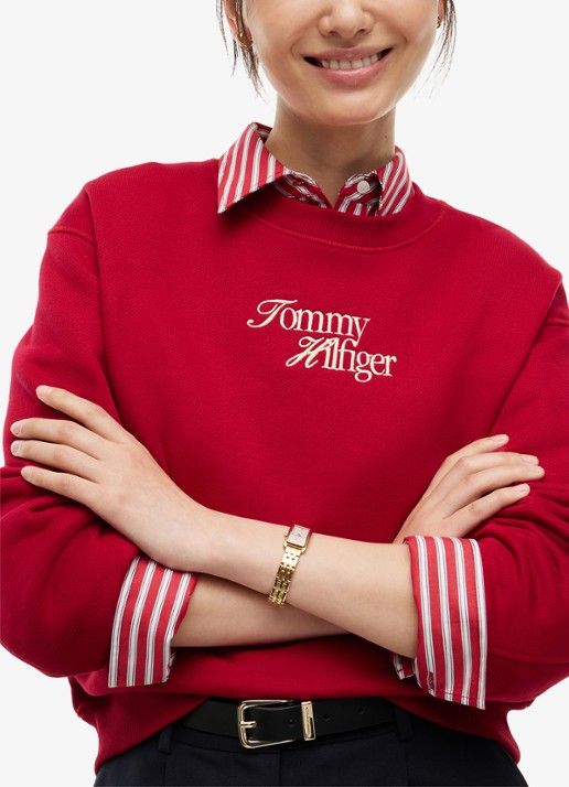Tommy Hilfiger Sweater met logoborduring - detail 2 rood