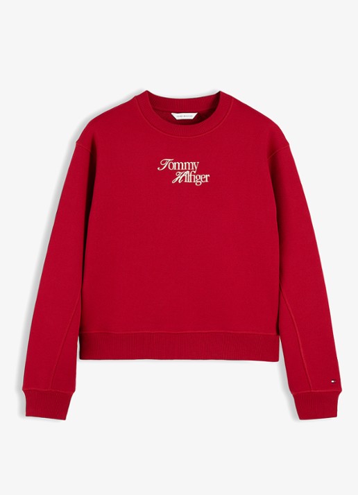 Tommy Hilfiger Sweater met logoborduring - voorkant 4 rood